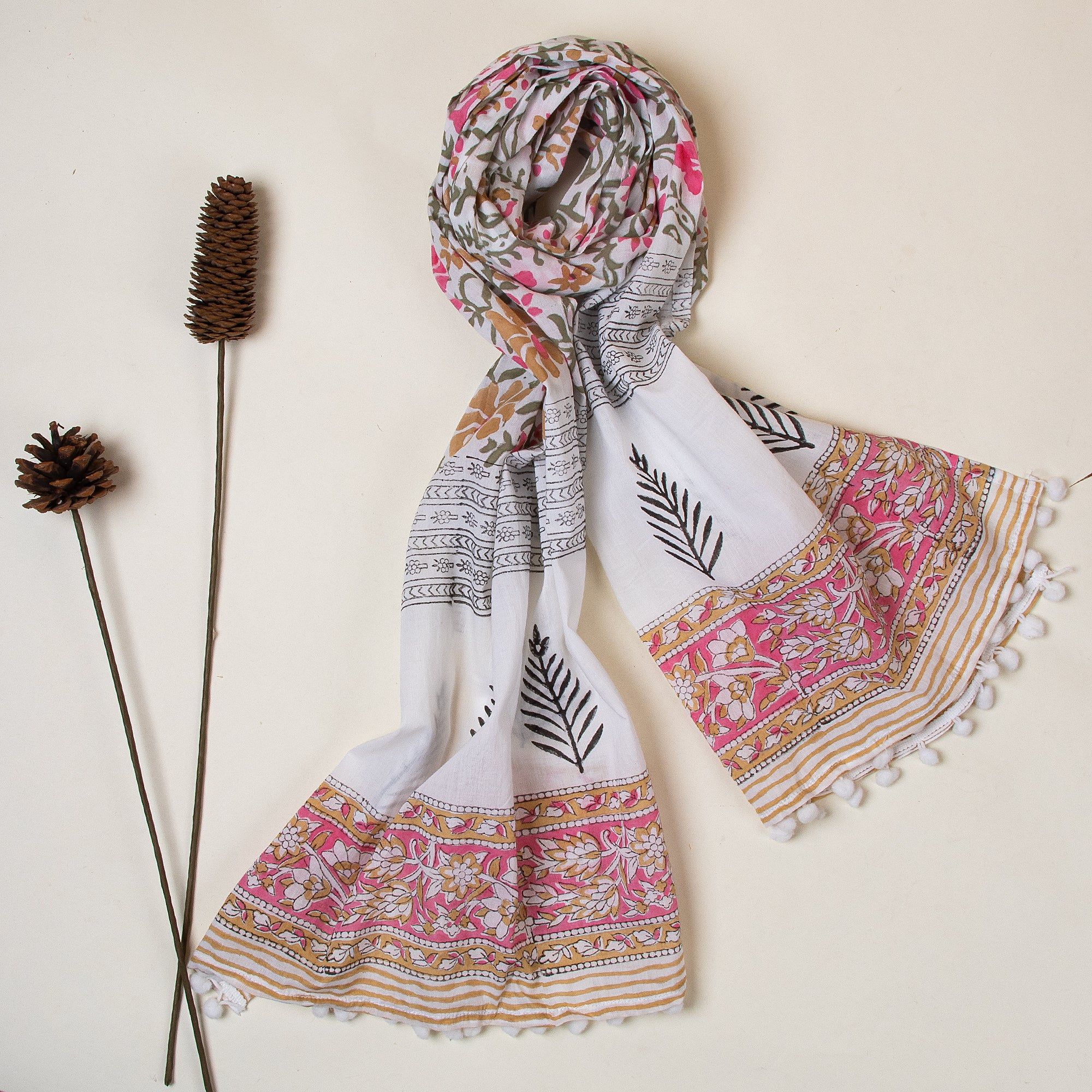 Stylish Handmade Block Print Stole For Women
